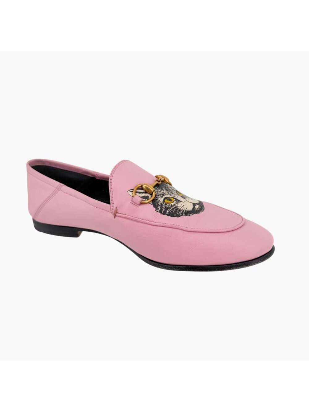 Gucci Mystic Cat Brixton Horsebit Loafers Pink Leather Size 37.5 US 7.5 Women's - Picture 10 of 15
